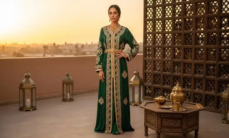 القفطان المغربي في الأعراس الأناقة التي تعكس هوية العروس المغربية 2 كيف أصبح القفطان المغربي في الأعراس رمز الأناقة والهوية المغربية للعروس؟