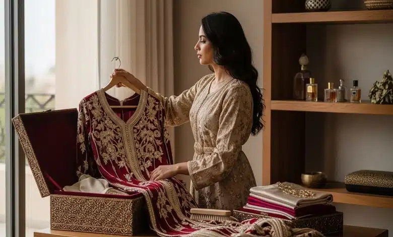 القفطان المغربي في الأعراس الأناقة التي تعكس هوية العروس المغربية 5 كيف تعتني العروس بالقفطان المغربي بعد انتهاء حفل الزفاف؟