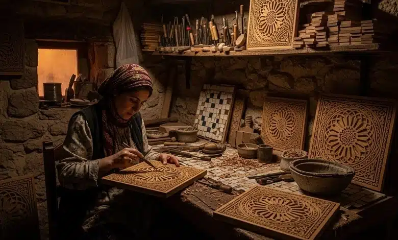 ما الدور الذي لعبته الورش الحرفية في دمشق في إحياء جماليات الزخارف؟
