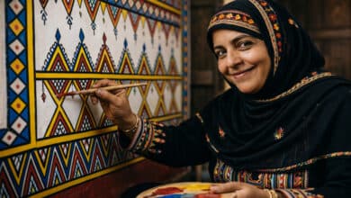 فن القَط العسيري كلوحة تراثية تعبّر عن الأصالة والإبداع في الثقافة السعودية