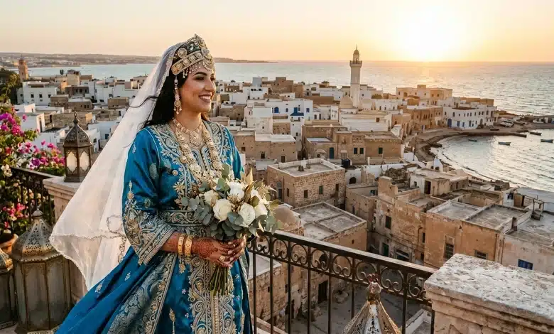 الزي الليبي التقليدي للأفراح بين الأصالة وأناقة الحاضر الزي الليبي التقليدي للأأفراح في المدن الساحلية