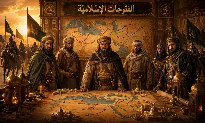 خريطة الفتوحات الإسلامية في عهد الخلفاء الراشدين خريطة الفتوحات الإسلامية في عهد الخلفاء الراشدين وتوسع الدولة الإسلامية