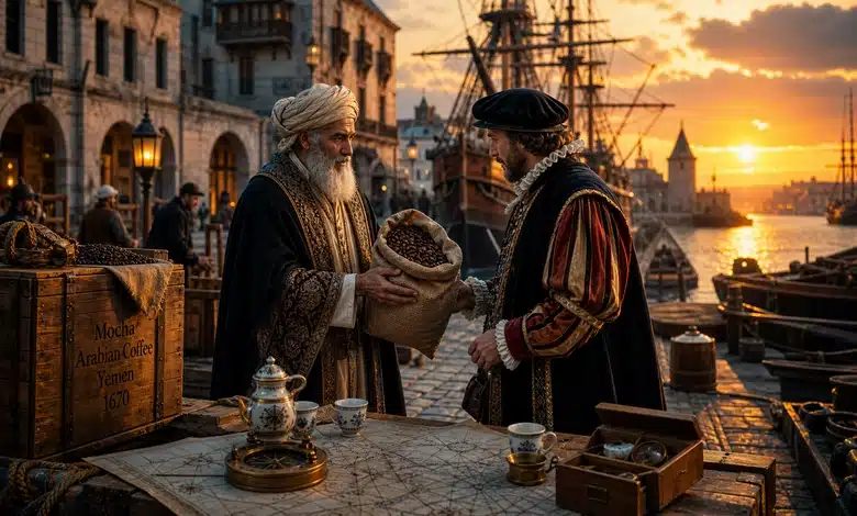 تاريخ القهوة العربية إرث الكرم الذي بدأ من ميناء المخا وامتد إلى العالم رحلة البن من اليمن إلى الشرق الأوسط وأوروبا