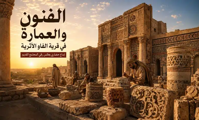 أهم آثار واكتشافات قرية الفاو الأثرية الفنون والعمارة في قرية الفاو الأثرية