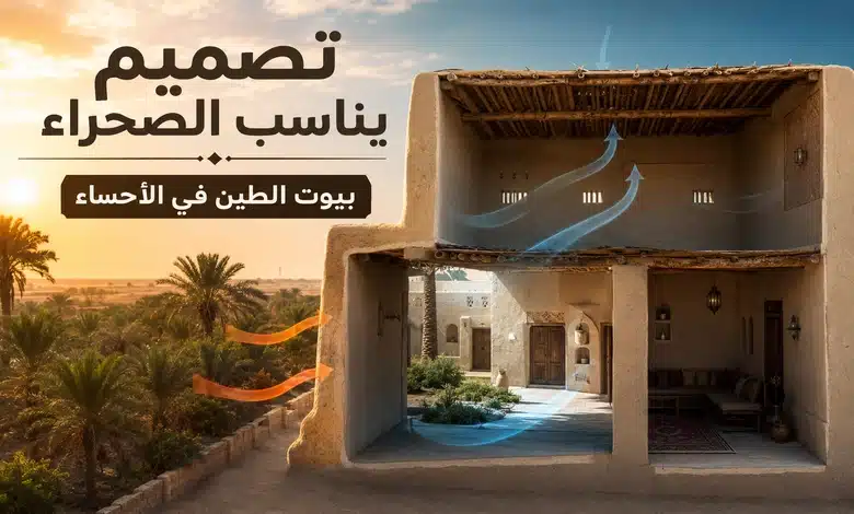 تصميم بيوت الطين في واحة الأحساء بما يناسب المناخ الصحراوي
