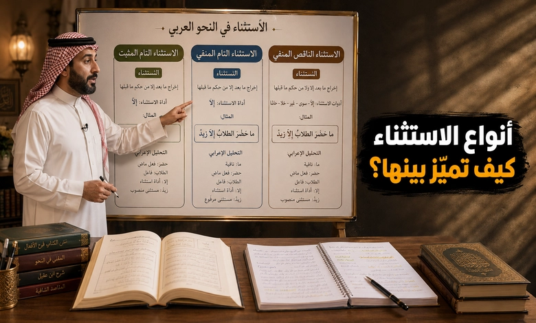 أسلوب الاستثناء في اللغة العربية وأدواته أنواع الاستثناء والفرق بين أقسامه