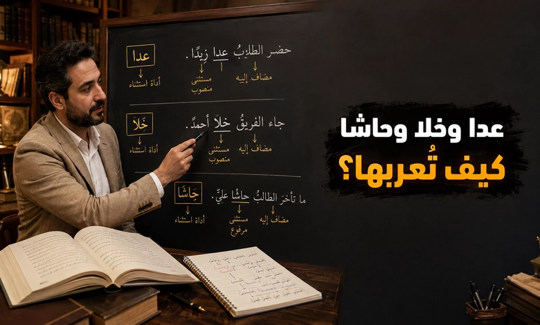 أسلوب الاستثناء في اللغة العربية وأدواته الاستثناء بعدا وخلا وحاشا وأوجه إعرابه
