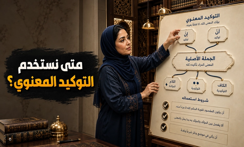 التوكيد المعنوي وألفاظه وشروط استخدامه 