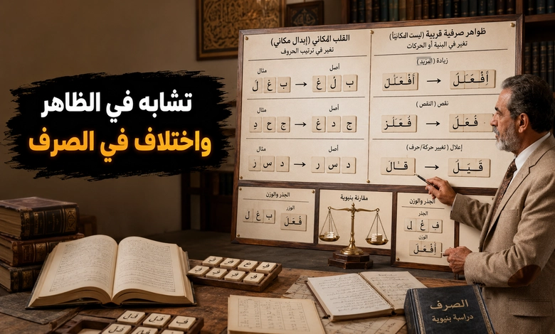 مفهوم ظاهرة القلب المكاني في اللغة العربية وأهم شواهدها اللغوية الفروق بين القلب المكاني والظواهر الصرفية القريبة منه