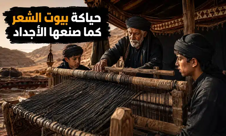 غزل الصوف بمعان وحكاية صناعة بيوت الشعر من وبر الإبل حياكة بيوت الشعر من وبر الإبل بأساليب الأجداد