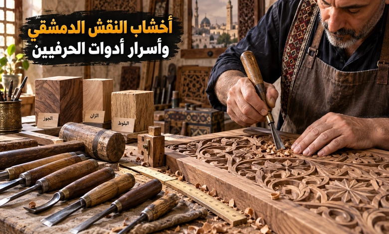 فن النقش الدمشقي على الخشب أسرار الحرفة وروائع الزخرفة أنواع الأخشاب وأدوات النقش المستخدمة في الحرفة الدمشقية