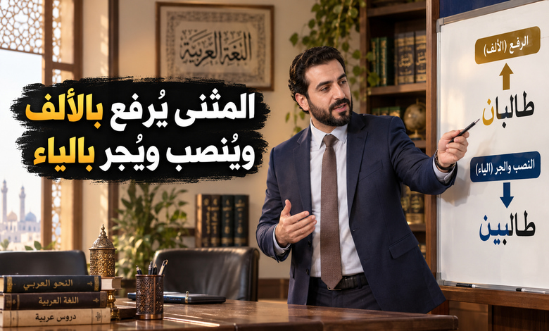 إعراب المثنى وعلاماته بين الرفع بالألف والنصب والجر بالياء إعراب المثنى وعلاماته بين الرفع بالألف والنصب والجر بالياء