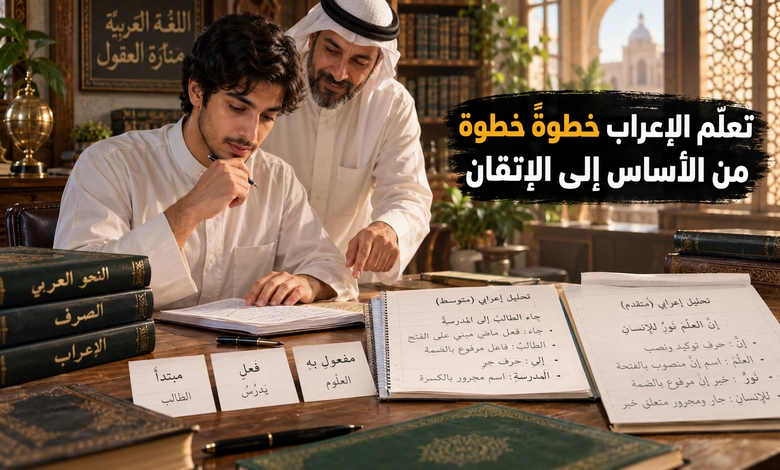 قواعد إعراب الجمل بين محل يضبط المبنى وفهم يكشف المعنى طرق تعلم إعراب الجمل للمبتدئين والمتقدمين