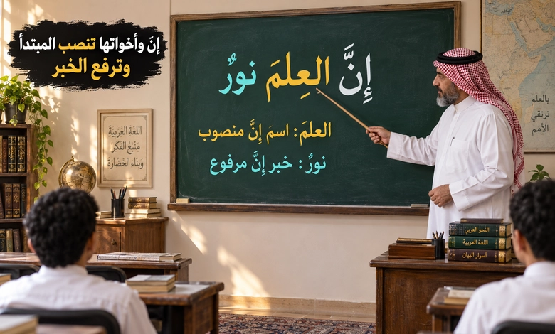 أخوات إن الناسخة وأثرها في الجملة الاسمية بين نصب ورفع عمل إن وأخواتها في نصب المبتدأ ورفع الخبر
