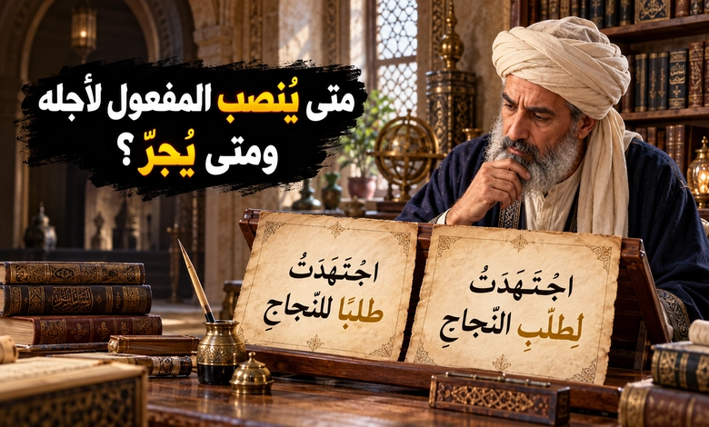 المفعول لأجله وأسرار التعليل في العربية بين دقة المعنى وضبط المبنى إعراب المفعول لأجله بين النصب والجر وأثر الصياغة في ضبط المبنى