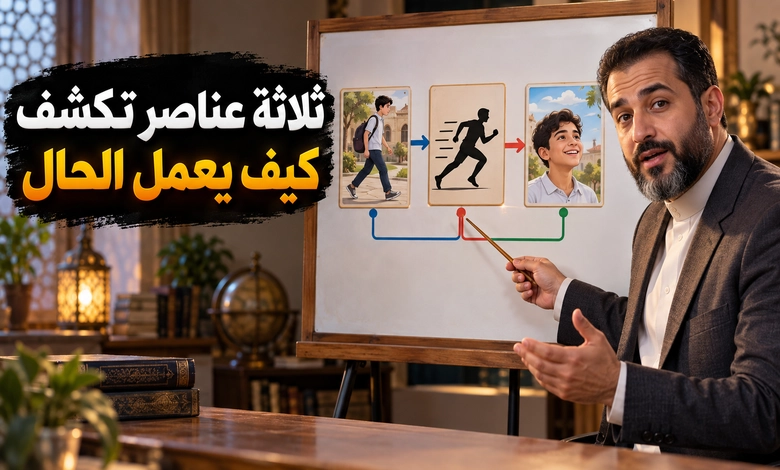 الحال وصاحب الحال والعامل فيه داخل الجملة
