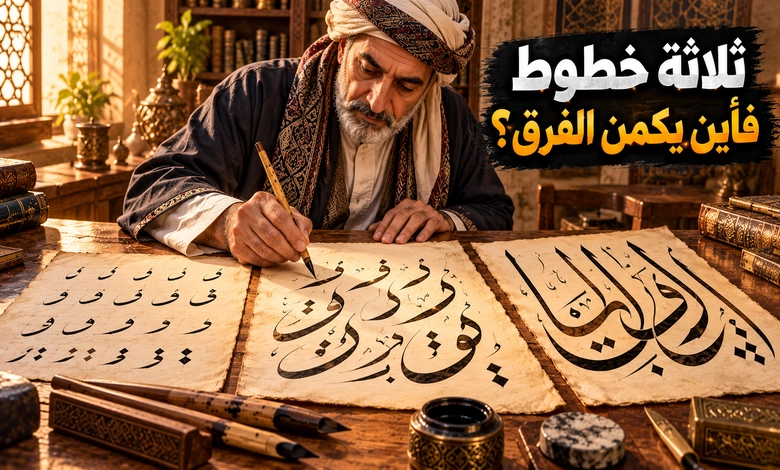 الفرق بين خط الإجازة وخطي النسخ والثلث
