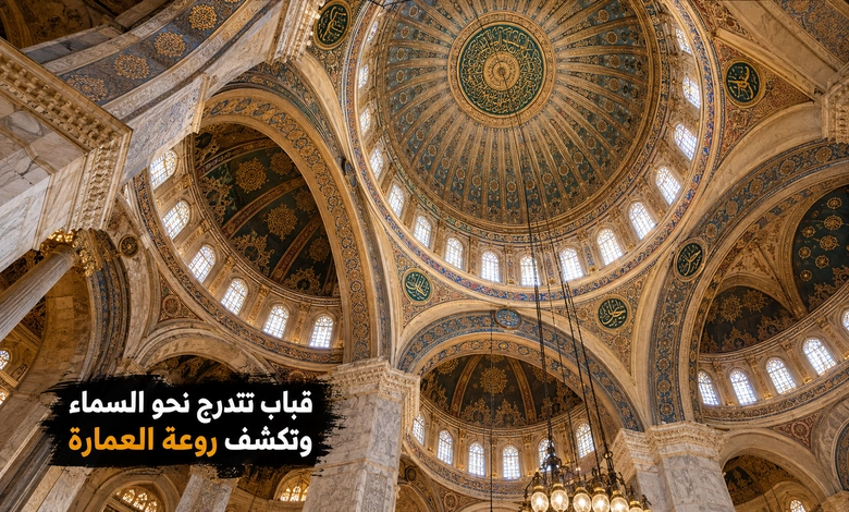 جامع محمد علي من الداخل بهاء يسر الناظرين وفن يأسر الزائرين القباب من الداخل وتدرج المشهد نحو الأعلى