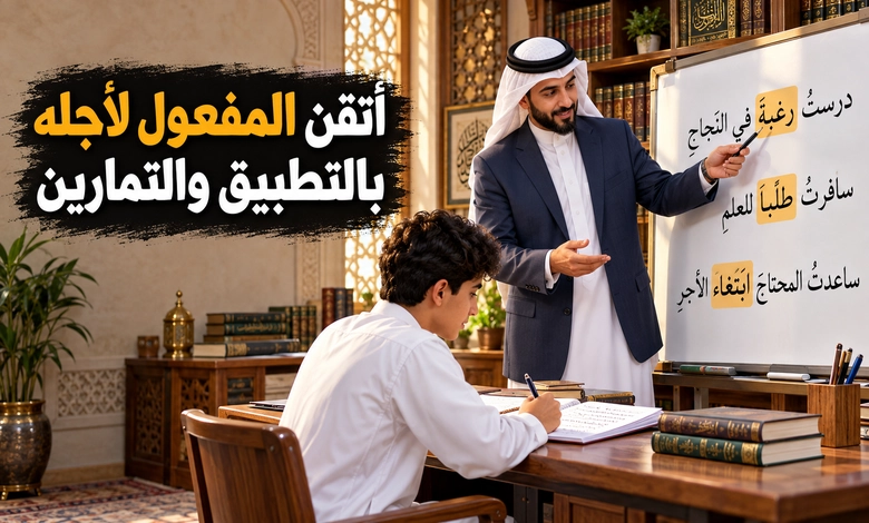 المفعول لأجله وأسرار التعليل في العربية بين دقة المعنى وضبط المبنى تطبيقات نحوية على المفعول لأجله وتمارين عملية لإتقان أسلوب التعليل