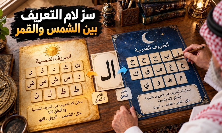 الفرق بين الحروف الشمسية والقمرية بين نطق اللام وإخفائها فهم الحروف الشمسية والقمرية وعلاقتها بلام التعريف
