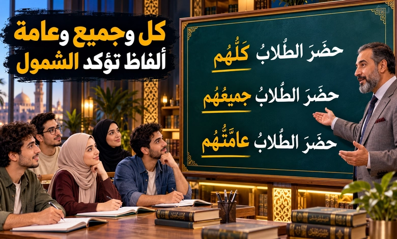 ألفاظ التوكيد المعنوي وإعرابها كيف تميز ألفاظها وتضبط إعرابها؟ كل وجميع وعامة وألفاظ توكيد الشمول