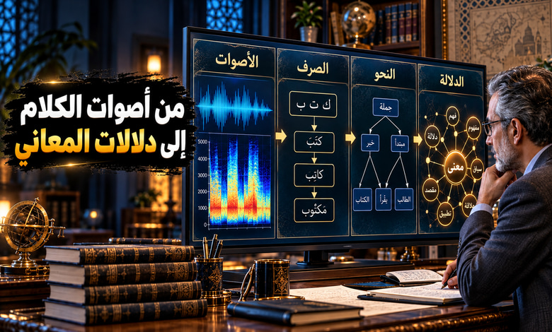 مستويات التحليل اللغوي الأربعة من أصوات الكلام إلى دلالات المعاني مستويات التحليل اللغوي الأربعة من أصوات الكلام إلى دلالات المعاني